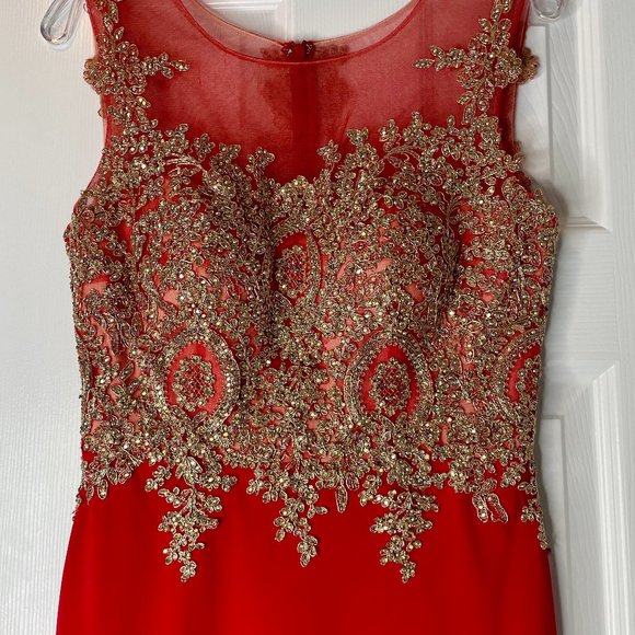 Red & Gold Sequin Cocktail Dress - Picture 3 of 5